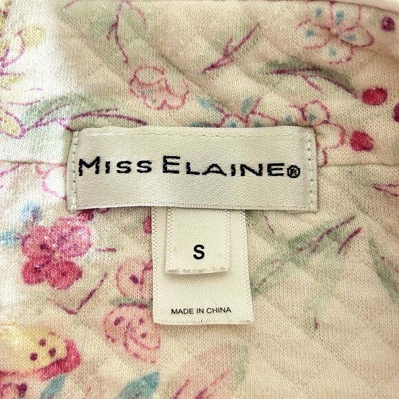 MISS ELAINE Women’s Zipped Quilted Pink Blush Floral Loungewear Robe Size Small - Picture 11 of 12